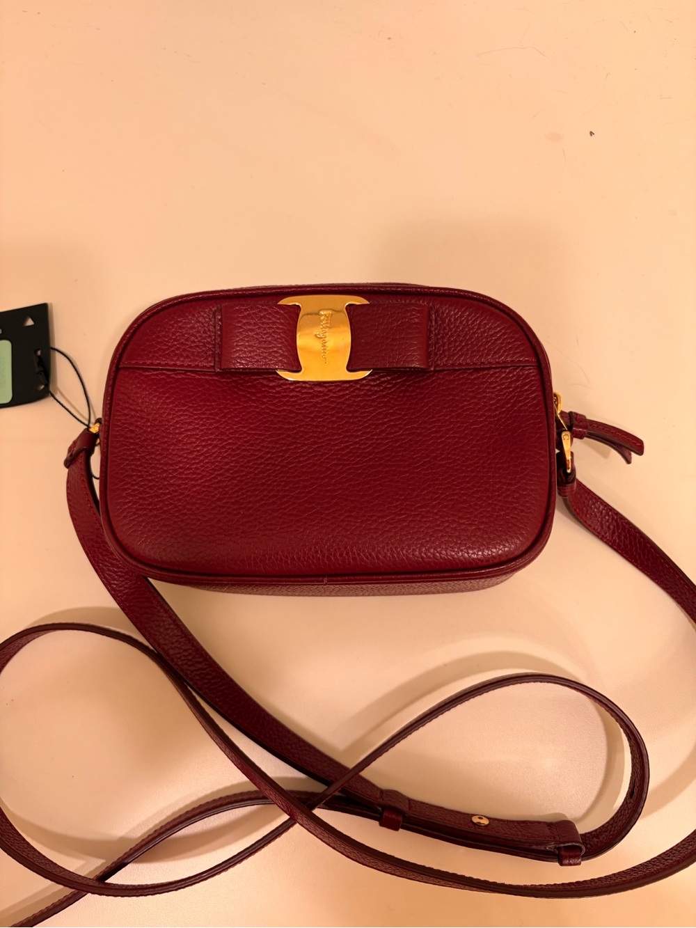 Salvatore Ferragamo Vara Bow Bordeaux Leather Crossbody